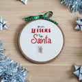 6-inch Hand Embroidered 'Our Letters to Santa' hoop with peg